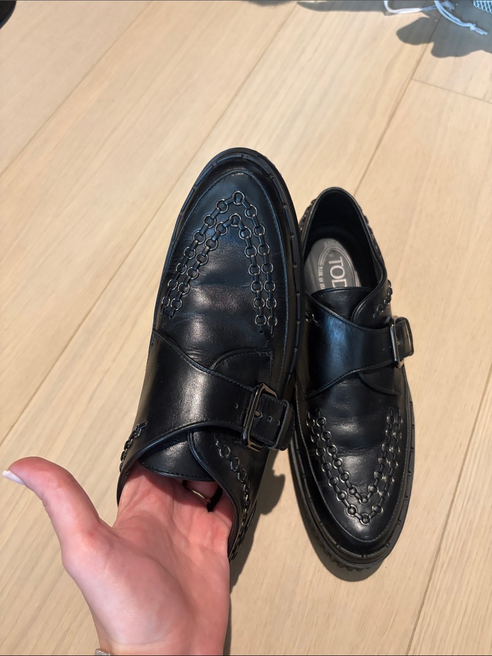 Tods Black Leather Monk Strap Dress Shoes (US 8)